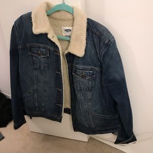Denim jean jacket with fur